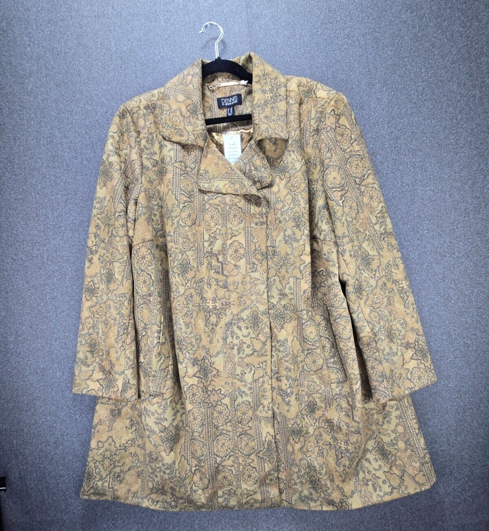 Dennis Basso 2X Brown Faux Suede Print Jacket *READ*